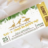 Gold Glitter Dinosaur Forest Ticket Pass Kaart