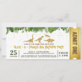 Gold Glitter Dinosaur Forest Ticket Pass Kaart (Voorkant)
