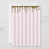 Gold Glitter Dip Roze Snoep Stripes Vrijgezellenfe Kaart (Achterkant)