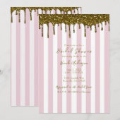 Gold Glitter Dip Roze Snoep Stripes Vrijgezellenfe Kaart (Voorkant / Achterkant)