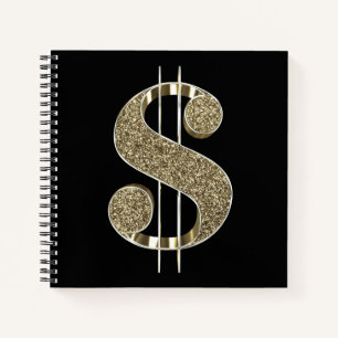 Gold Glitter Dollar Sign Notitieboek