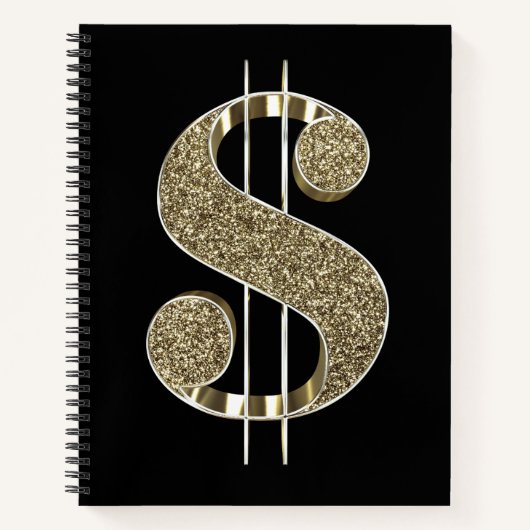 Gold Glitter Dollar Sign Notitieboek (Voorkant)