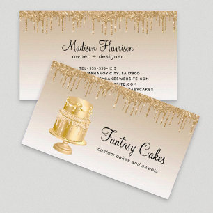 Gold Glitter Drids Cake Bakery Visitekaartje