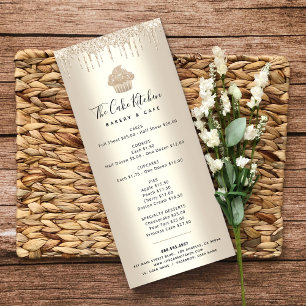 Gold Glitter Drift Bakery Cupcake Pastry Chef Menu