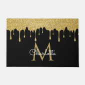 Gold Glitter Drift Monogram Elegant Girly Script Deurmat (Voorkant)