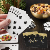 Gold Glitter Drift Monogram Elegant Girly Script Pokerkaarten (Insitu)