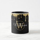 Gold Glitter Drift Monogram Script Black Mok (Midden)