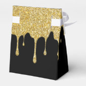 Gold Glitter Drift Monogram Script Name Black Bedankdoosjes (Achterkant)