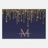 Gold Glitter Drift Personalized Monogram Teacher Inpakpapier Vel (Voorkant 3)