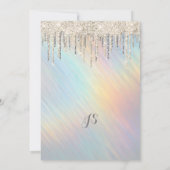 Gold Glitter Drift Rainbow Holographic Wedding Kaart (Achterkant)