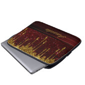 Gold Glitter Drip Red Sparkle Electronics Bag Laptop Sleeve (Voorkant onderkant)