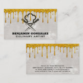 Gold Glitter Dripping | Chef Pet messen Visitekaartje (Voorkant / Achterkant)