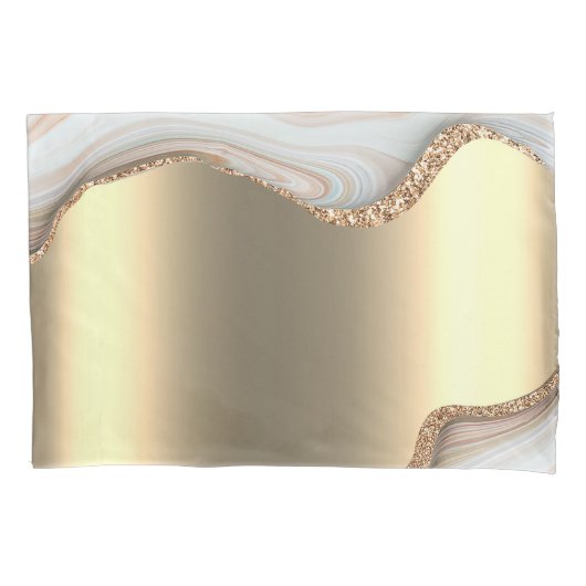 Gold Glitter Drips Pink Kussensloop (Voorkant)