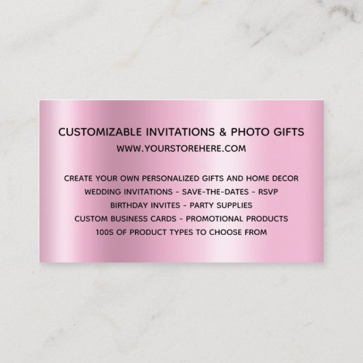 Gold Glitter Drips Pink Shimmer Online Store Visitekaartje (Achterkant)