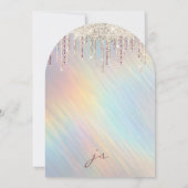 Gold Glitter Drips Rainbow Holographic Wedding Kaart (Achterkant)