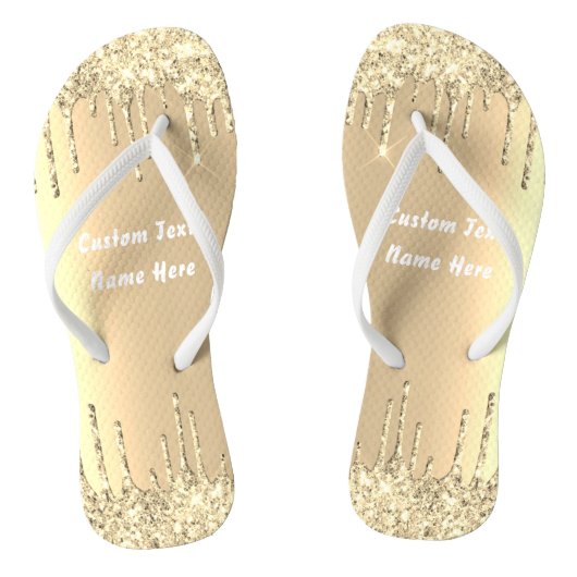 Gold Glitter Drivers Naam Luxe Teenslippers (Voetbed)