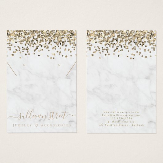 Gold Glitter Earning Ketting Display Kaart (Voorkant /achterkant)