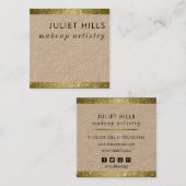 Gold Glitter Edged Square Visitekaartje (Voorkant / Achterkant)