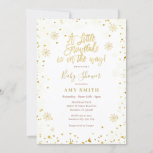 Gold Glitter Een klein Snowflake Baby shower Kaart