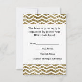 Gold Glitter Effect Elegant Chevron Zig-Zag RSVP Kaartje (Achterkant)