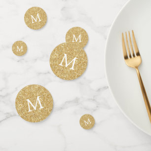 Gold Glitter Effect Monogram Huwelijk Confetti