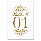 Gold Glitter Effect Wedding Table Number Kaart (01 (Achterkant)