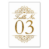 Gold Glitter Effect Wedding Table Number Kaart (03 (Achterkant)