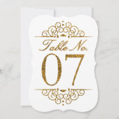 Gold Glitter Effect Wedding Table Number Kaart (07 (Achterkant)