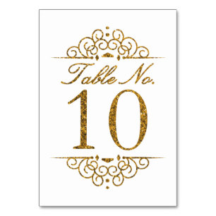 Gold Glitter Effect Wedding Table Number Kaart (10