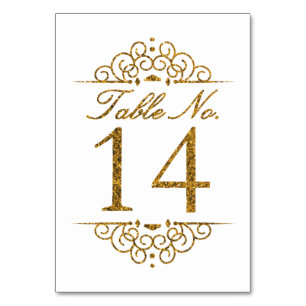 Gold Glitter Effect Wedding Table Number Kaart (14