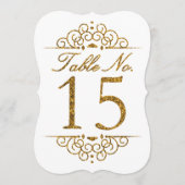Gold Glitter Effect Wedding Table Number Kaart (15 (Voorkant)