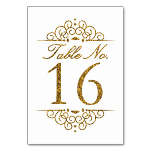 Gold Glitter Effect Wedding Table Number Kaart (16