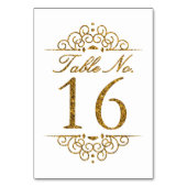 Gold Glitter Effect Wedding Table Number Kaart (16 (Achterkant)