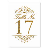 Gold Glitter Effect Wedding Table Number Kaart (17 (Achterkant)