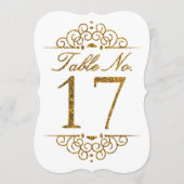 Gold Glitter Effect Wedding Table Number Kaart (17 (Achterkant)