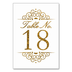 Gold Glitter Effect Wedding Table Number Kaart (18