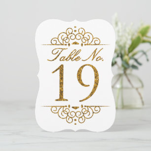 Gold Glitter Effect Wedding Table Number Kaart (19
