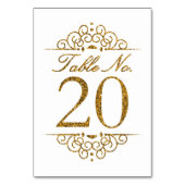 Gold Glitter Effect Wedding Table Number Kaart (20 (Voorkant)