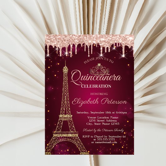 Gold Glitter Eiffel Tower Tiara bestuurt Quinceañe Kaart