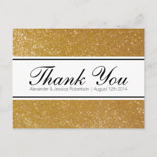 Gold glitter elegant bruiloft bedankt briefkaarten