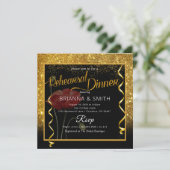 Gold Glitter Elegant Calligraphy Rehearings Dinner Kaart (Staand voorkant)