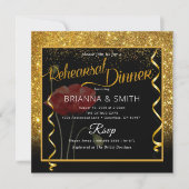 Gold Glitter Elegant Calligraphy Rehearings Dinner Kaart (Voorkant)