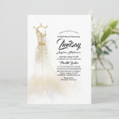 Gold Glitter Elegant Dress White Vrijgezellenfeest Kaart (Staand voorkant)