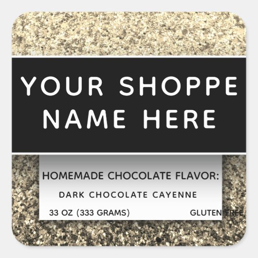 Gold Glitter Elegant Food Container Kandle Label (Voorkant)