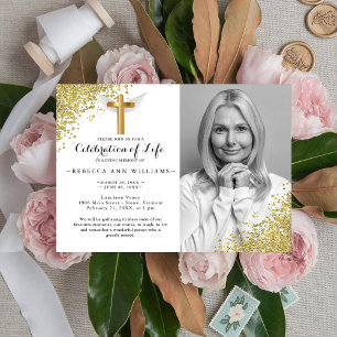 Gold Glitter Elegant Foto's vieren het leven Kaart
