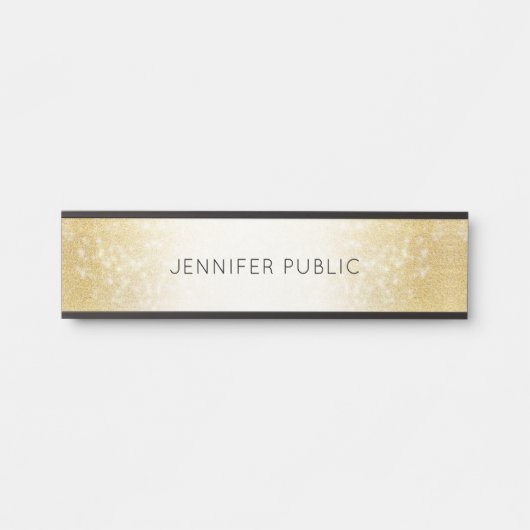 Gold Glitter Elegant Moderne Glamoureuze Sjabloon Deurbordje (Voorkant)