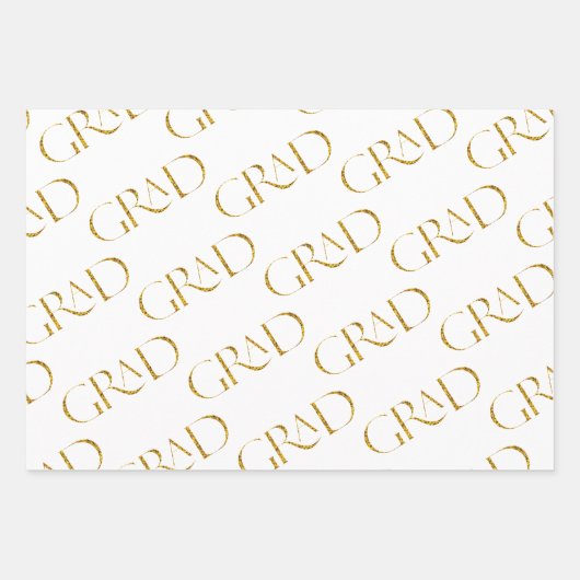 Gold Glitter Elegant Script-Afstuderen Inpakpapier Vel (Voorkant 2)