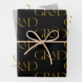 Gold Glitter Elegant Script-Afstuderen Inpakpapier Vel (In situ)