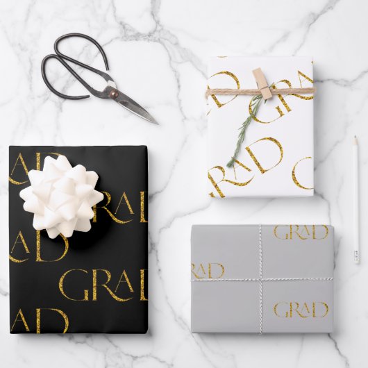 Gold Glitter Elegant Script-Afstuderen Inpakpapier Vel (Voorkant)