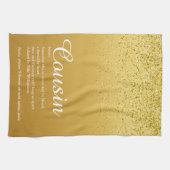 Gold Glitter Elegant Script Cousin-definitie  Theedoek (Horizontaal)